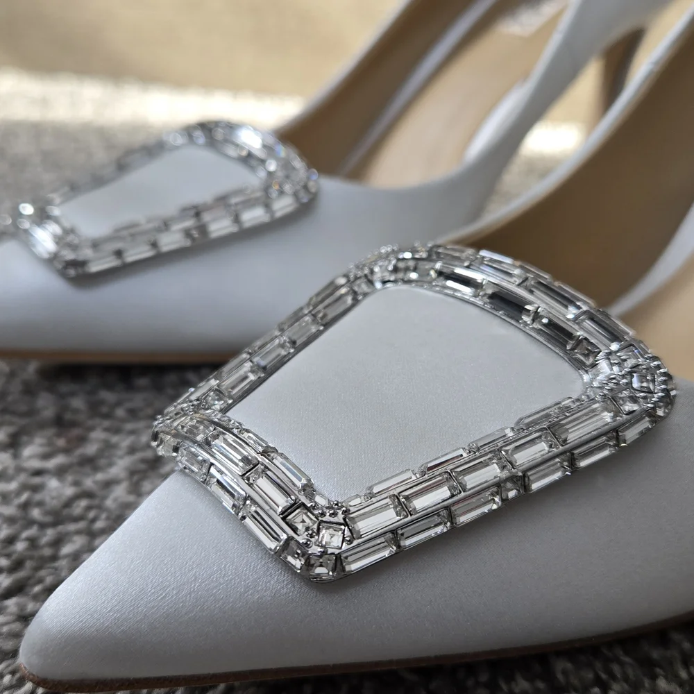 Badgley Mischka Aubree Pointed Toe Stiletto White Heels NEW size 10 - Picture 4 of 14